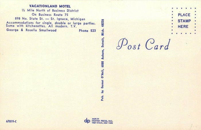 Vacationland Motel - Old Postcard Photo
